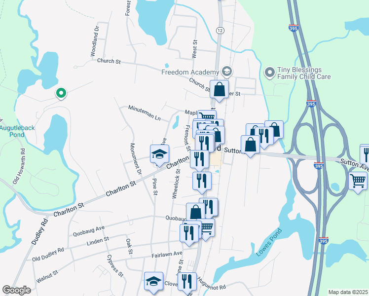 map of restaurants, bars, coffee shops, grocery stores, and more near 3 Fremont Street in Oxford