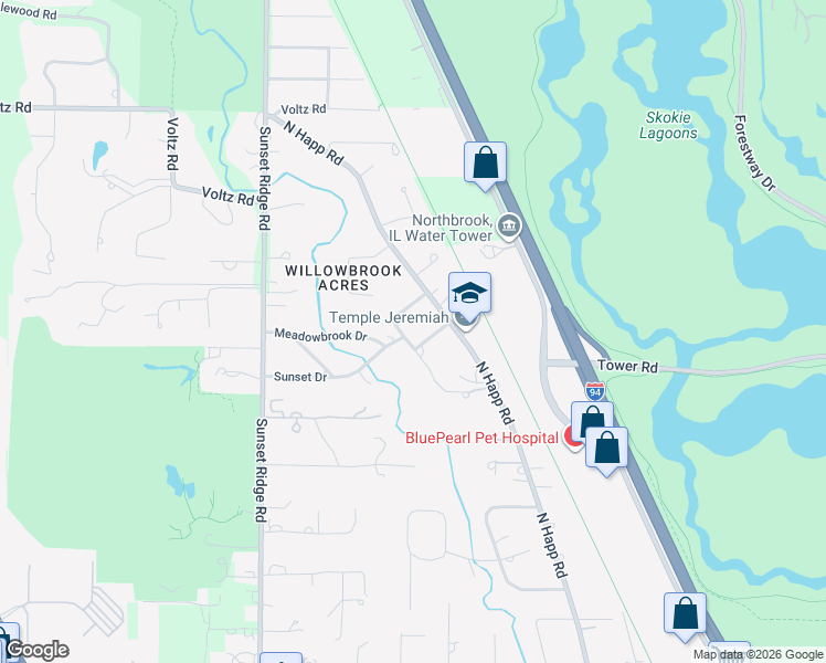 map of restaurants, bars, coffee shops, grocery stores, and more near 961 Southridge Terrace in Northfield