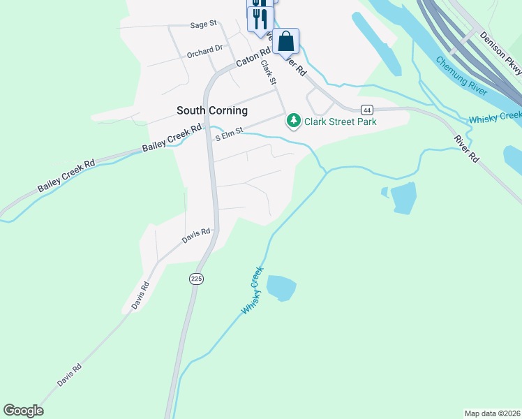 map of restaurants, bars, coffee shops, grocery stores, and more near 2391 Willow Street in Corning