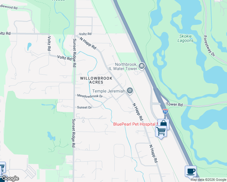 map of restaurants, bars, coffee shops, grocery stores, and more near 961 Southridge Terrace in Northfield