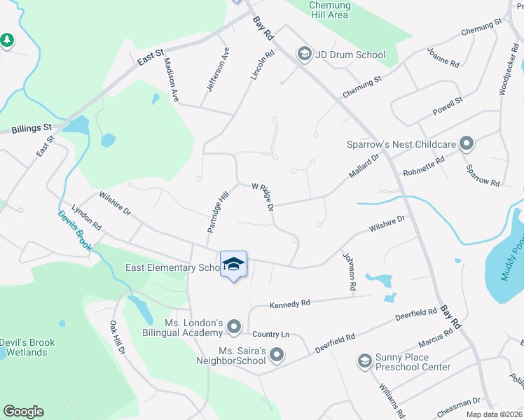 map of restaurants, bars, coffee shops, grocery stores, and more near 26 West Ridge Drive in Sharon