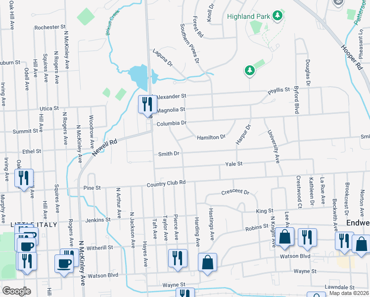 map of restaurants, bars, coffee shops, grocery stores, and more near 601-699 Wilson Avenue in Endwell