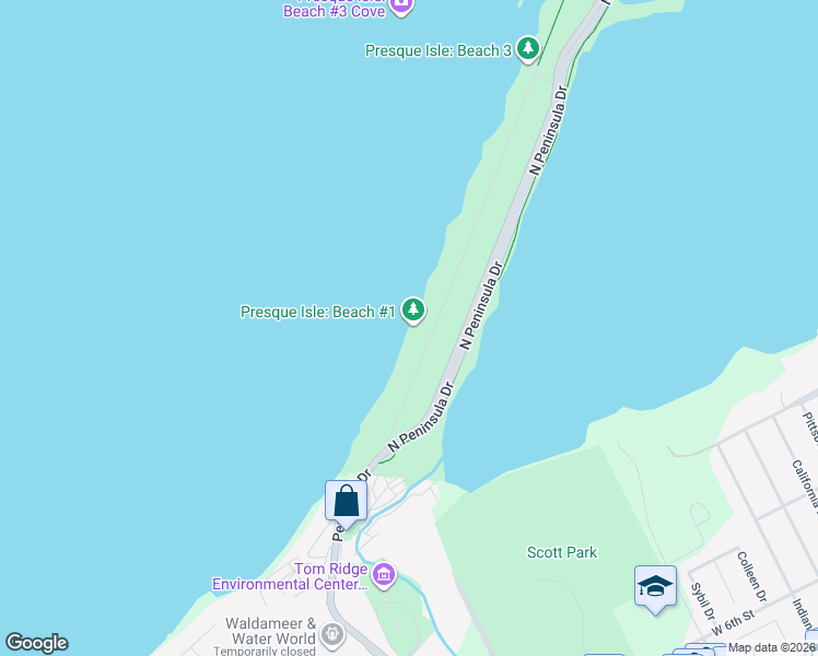 map of restaurants, bars, coffee shops, grocery stores, and more near 67 Old Lake Road in Erie