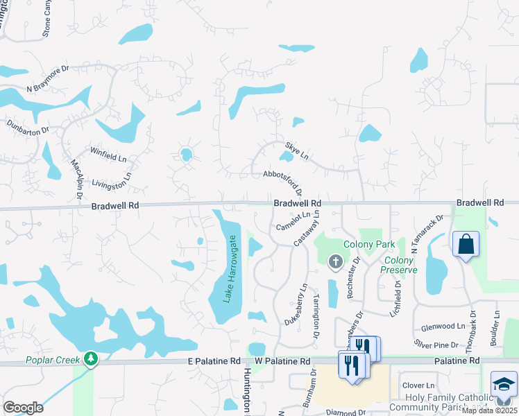 map of restaurants, bars, coffee shops, grocery stores, and more near 5160 Barcroft Drive in Hoffman Estates