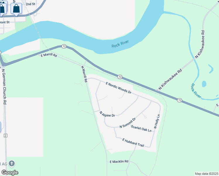 map of restaurants, bars, coffee shops, grocery stores, and more near 4996 Chalet Circle in Byron
