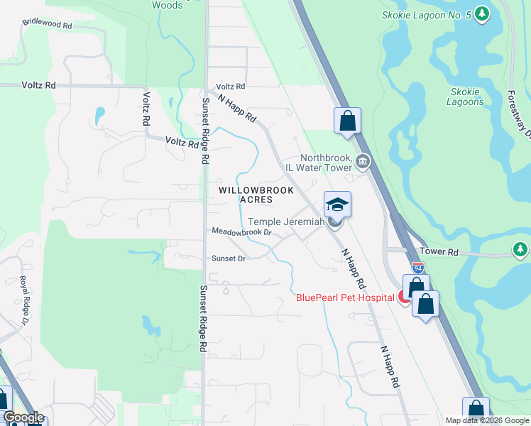 map of restaurants, bars, coffee shops, grocery stores, and more near 264 Summerfield Road in Northbrook