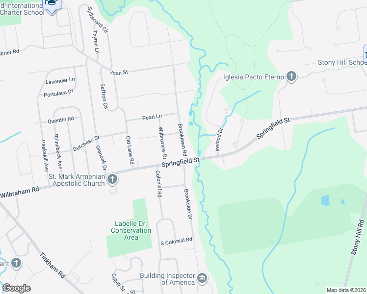 map of restaurants, bars, coffee shops, grocery stores, and more near 6 Brooklawn Road in Wilbraham