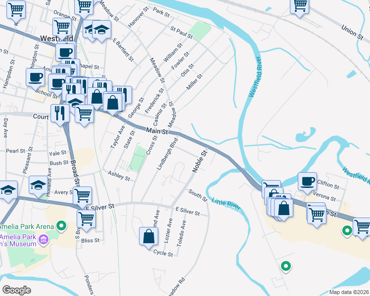 map of restaurants, bars, coffee shops, grocery stores, and more near 18 McKinley Terrace in Westfield