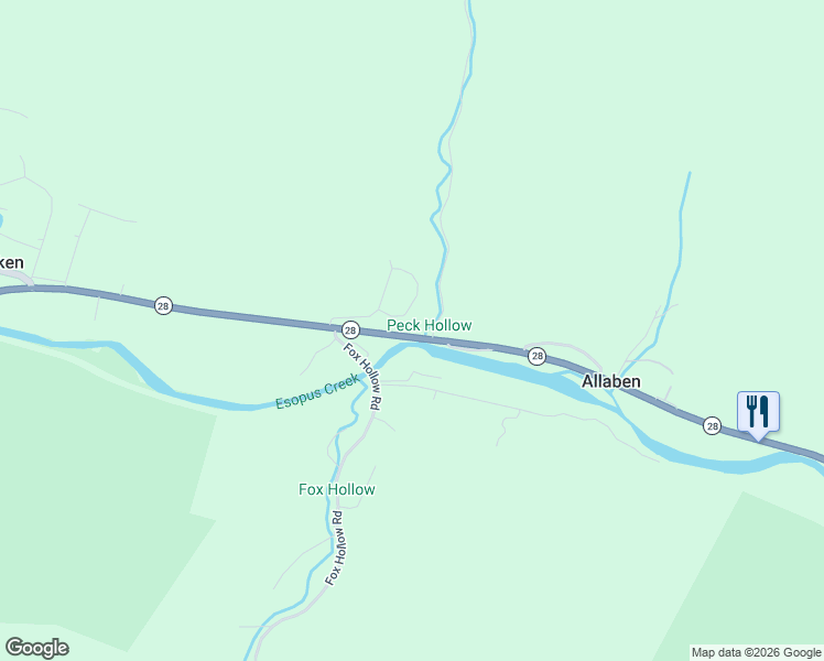 map of restaurants, bars, coffee shops, grocery stores, and more near 7284-7286 New York 28 in Shandaken