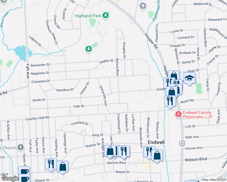 map of restaurants, bars, coffee shops, grocery stores, and more near 702-704 La Salle Dr in Endwell