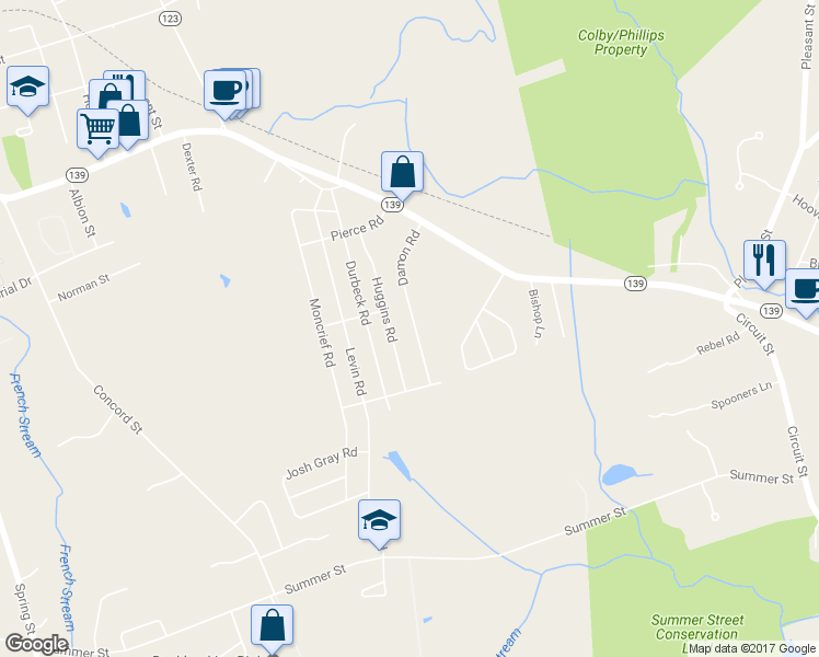 map of restaurants, bars, coffee shops, grocery stores, and more near 115 Damon Road in Rockland