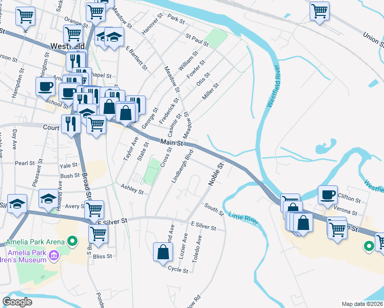 map of restaurants, bars, coffee shops, grocery stores, and more near 137 Main Street in Montgomery