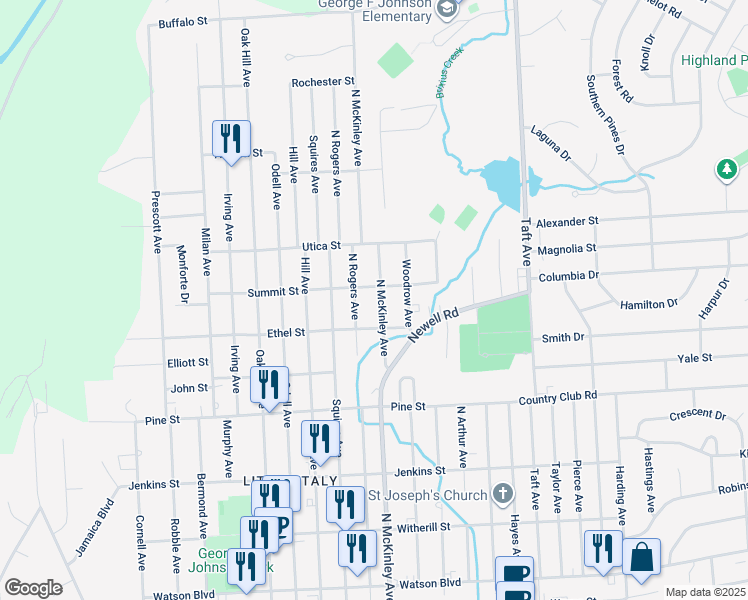 map of restaurants, bars, coffee shops, grocery stores, and more near 615 N McKinley Ave in Endicott