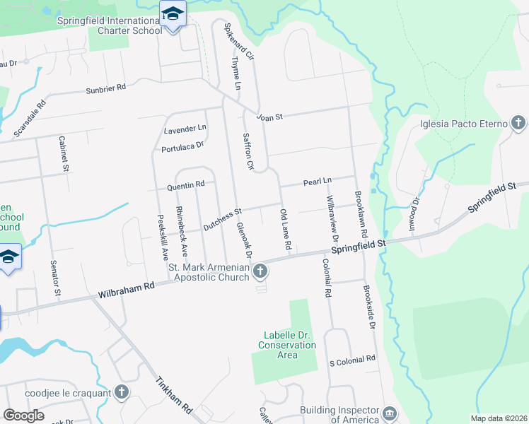 map of restaurants, bars, coffee shops, grocery stores, and more near 539 Dutchess St in Springfield