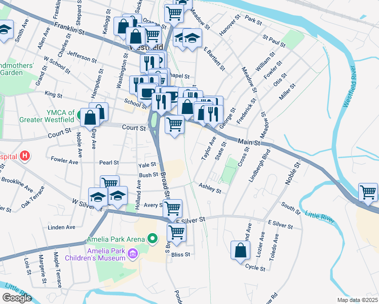 map of restaurants, bars, coffee shops, grocery stores, and more near 26 Clinton Avenue in Westfield