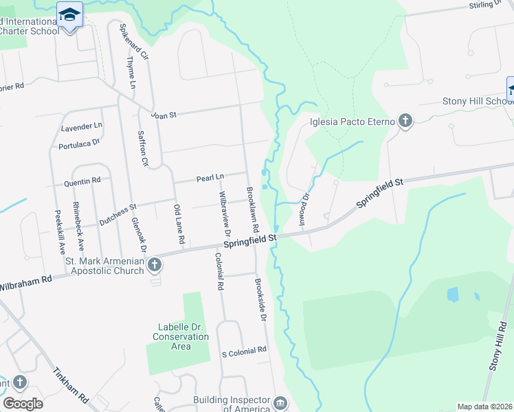 map of restaurants, bars, coffee shops, grocery stores, and more near 6 Brooklawn Road in Wilbraham
