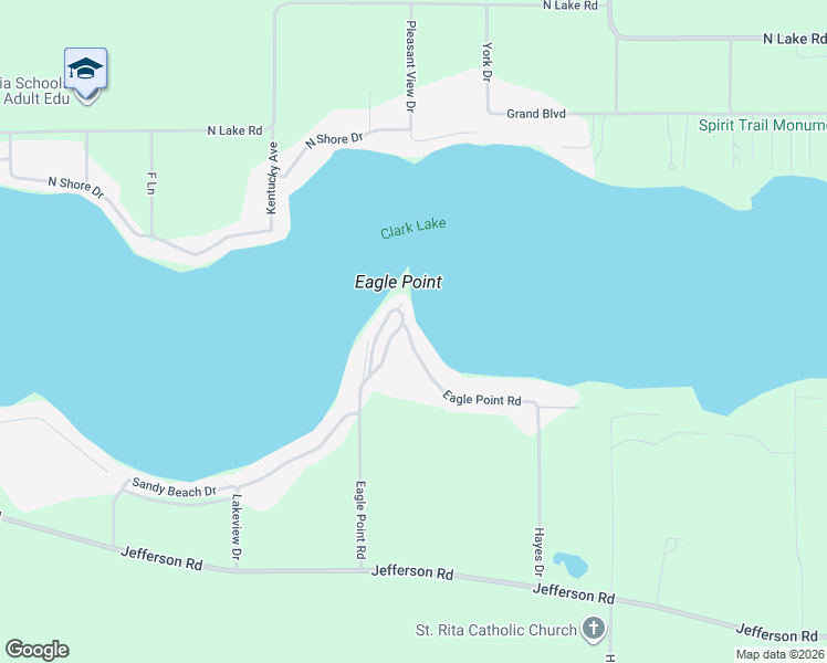 map of restaurants, bars, coffee shops, grocery stores, and more near 1380 Eagle Point Road in Clarklake