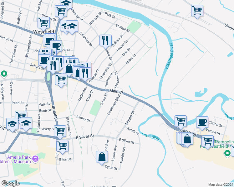 map of restaurants, bars, coffee shops, grocery stores, and more near 137 Main Street in Montgomery