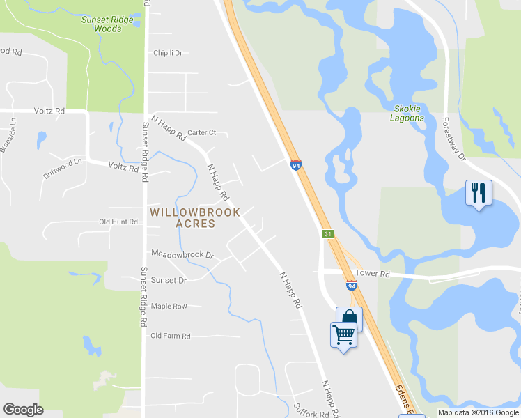 map of restaurants, bars, coffee shops, grocery stores, and more near 30 Brookhill Drive in Northfield