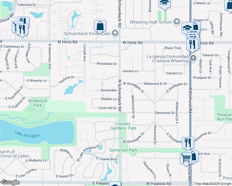 map of restaurants, bars, coffee shops, grocery stores, and more near 401 Periwinkle in Prospect Heights