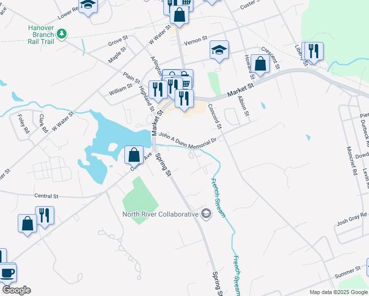 map of restaurants, bars, coffee shops, grocery stores, and more near 11 Studley Court in Rockland
