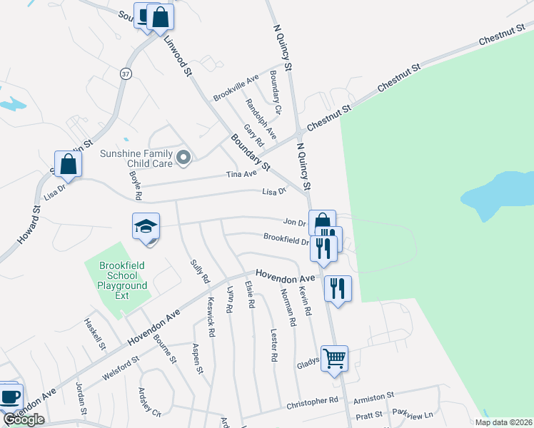 map of restaurants, bars, coffee shops, grocery stores, and more near 319 Lisa Drive in Brockton