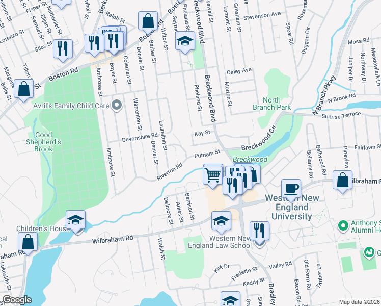 map of restaurants, bars, coffee shops, grocery stores, and more near 305 Seymour Avenue in Springfield