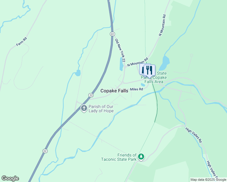 map of restaurants, bars, coffee shops, grocery stores, and more near 155 Old New York 22 in Copake Falls