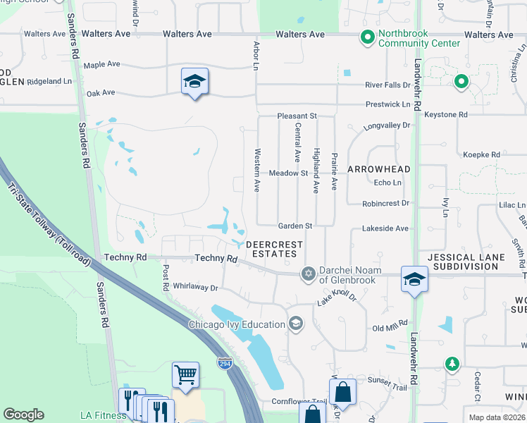map of restaurants, bars, coffee shops, grocery stores, and more near 1759 Provenance Way in Northbrook