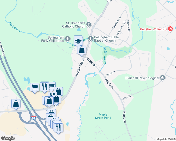 map of restaurants, bars, coffee shops, grocery stores, and more near 15 Maple Street in Bellingham