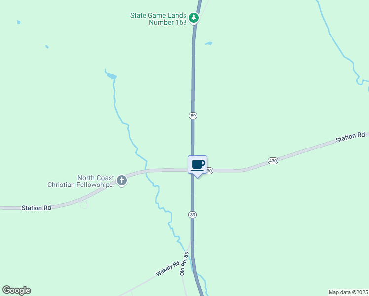 map of restaurants, bars, coffee shops, grocery stores, and more near 10056 Pennsylvania 89 in North East