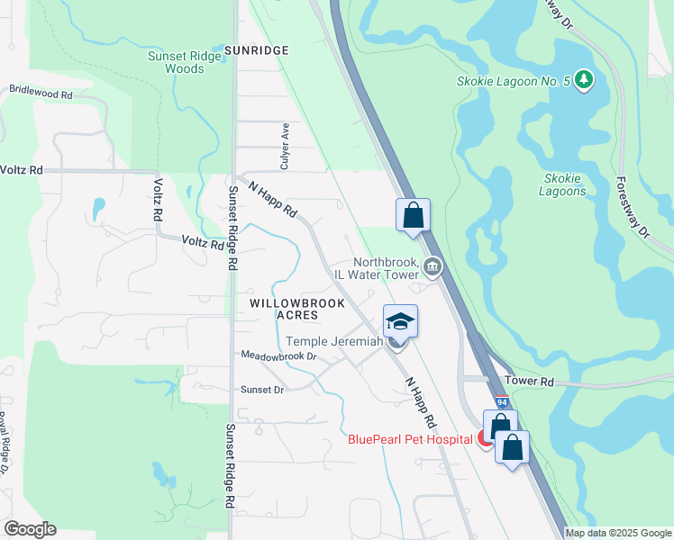 map of restaurants, bars, coffee shops, grocery stores, and more near 1770 Killarney Lane in Northbrook