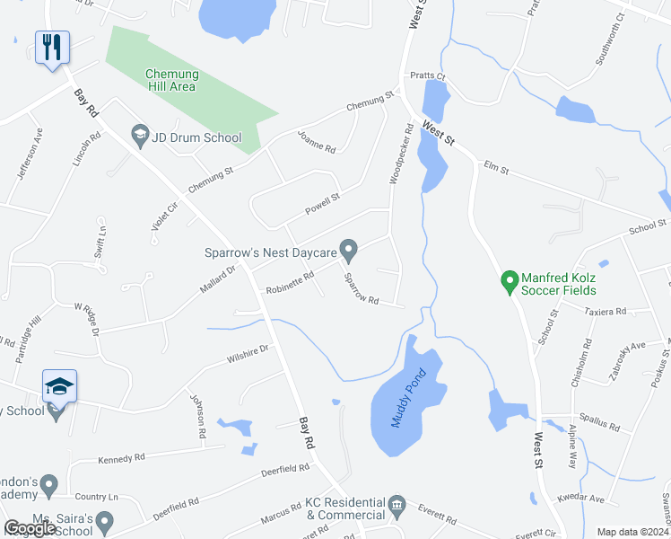 map of restaurants, bars, coffee shops, grocery stores, and more near 89 Robinette Road in Stoughton