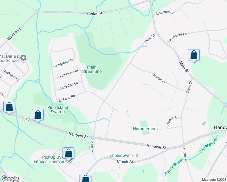 map of restaurants, bars, coffee shops, grocery stores, and more near 239 Plain Street in Hanover