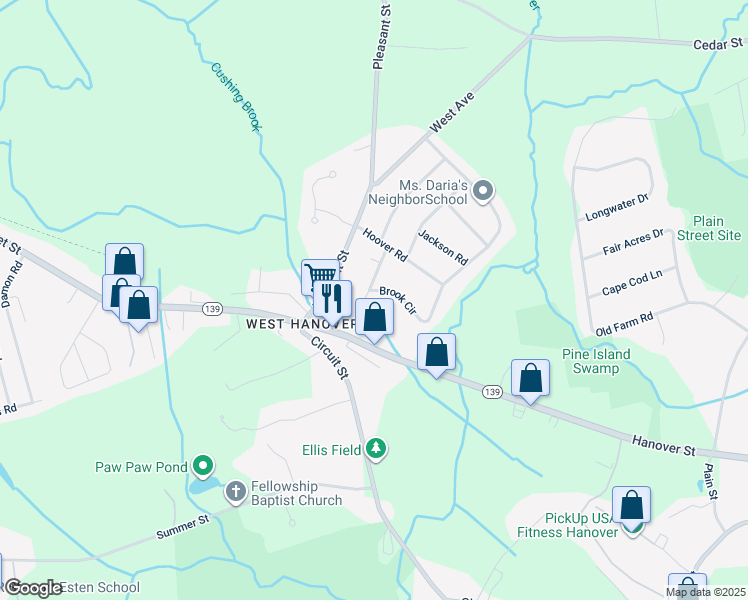 map of restaurants, bars, coffee shops, grocery stores, and more near 50 Lincoln Lane in Hanover