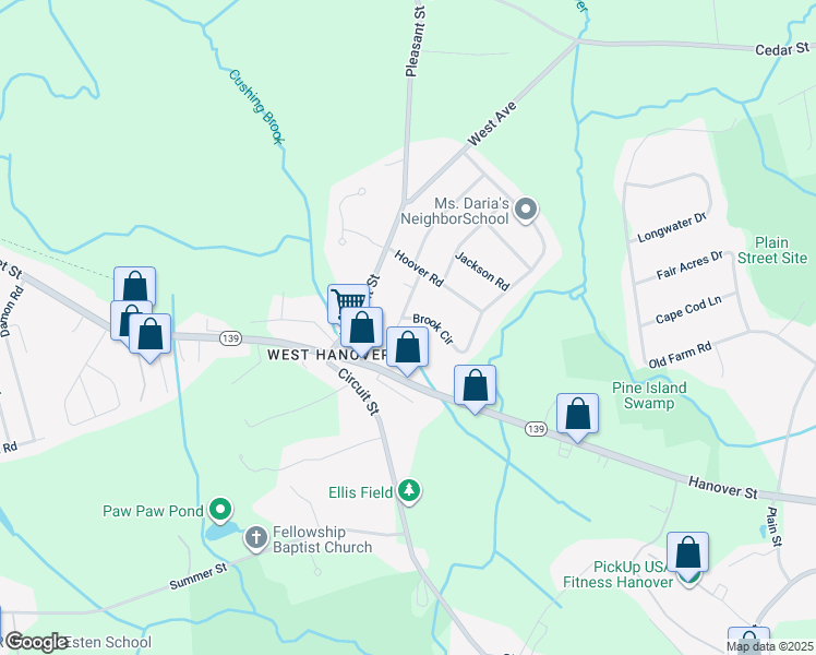 map of restaurants, bars, coffee shops, grocery stores, and more near 50 Lincoln Lane in Hanover