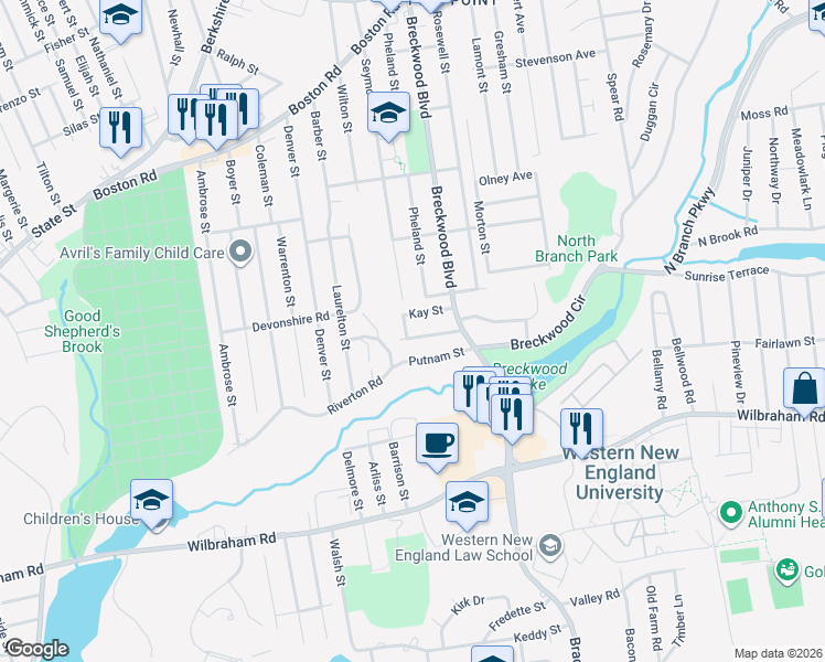 map of restaurants, bars, coffee shops, grocery stores, and more near 305 Seymour Avenue in Springfield