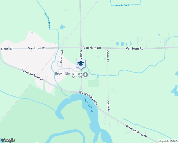 map of restaurants, bars, coffee shops, grocery stores, and more near 25419 Middlebelt Road in Flat Rock