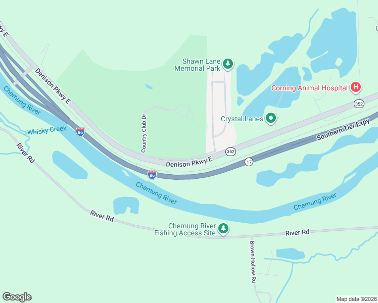 map of restaurants, bars, coffee shops, grocery stores, and more near 11409A-B Old Lpga Dr in Corning