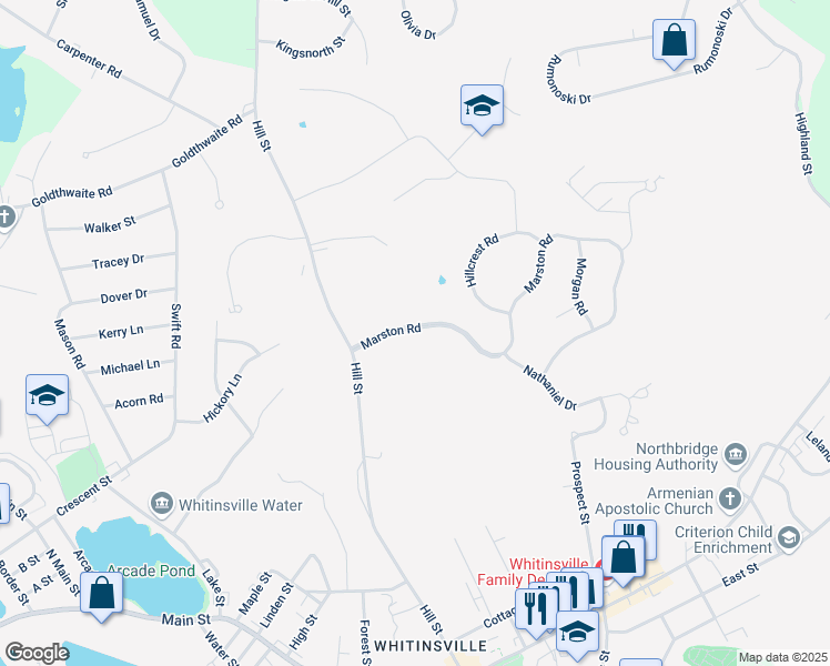 map of restaurants, bars, coffee shops, grocery stores, and more near 140 Marston Road in Northbridge