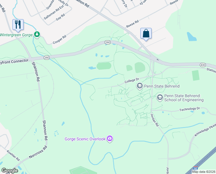 map of restaurants, bars, coffee shops, grocery stores, and more near in Erie