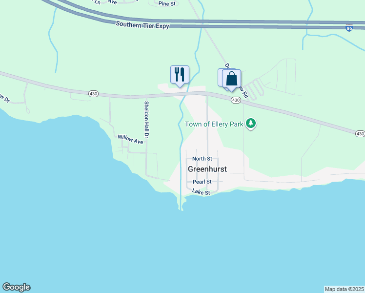 map of restaurants, bars, coffee shops, grocery stores, and more near 2865 West Avenue in Greenhurst