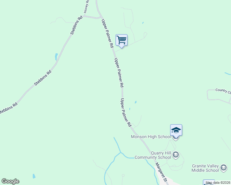 map of restaurants, bars, coffee shops, grocery stores, and more near 18 Upper Palmer Road in Monson