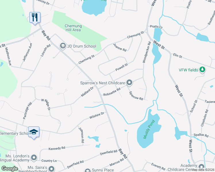 map of restaurants, bars, coffee shops, grocery stores, and more near 37 Smith Avenue in Stoughton