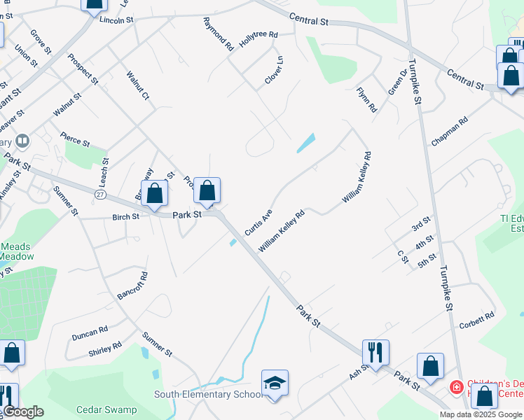 map of restaurants, bars, coffee shops, grocery stores, and more near 63 Curtis Avenue in Stoughton