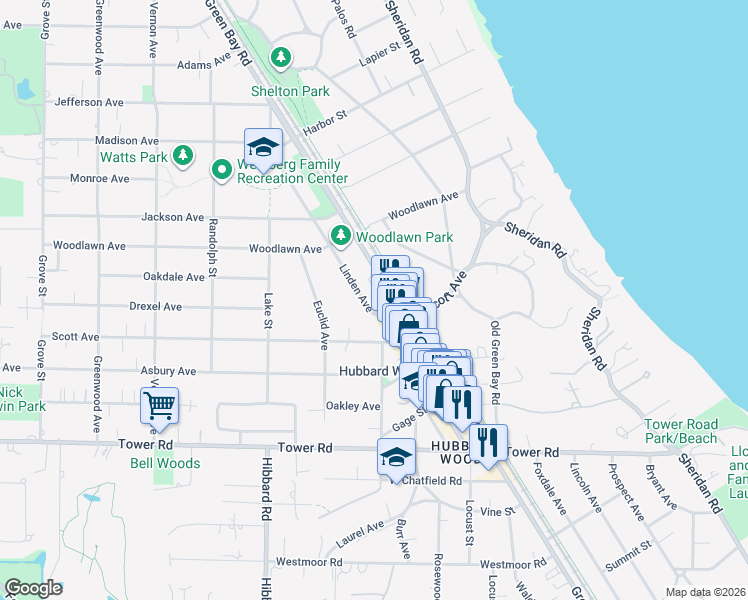 map of restaurants, bars, coffee shops, grocery stores, and more near 88 Linden Avenue in Glencoe