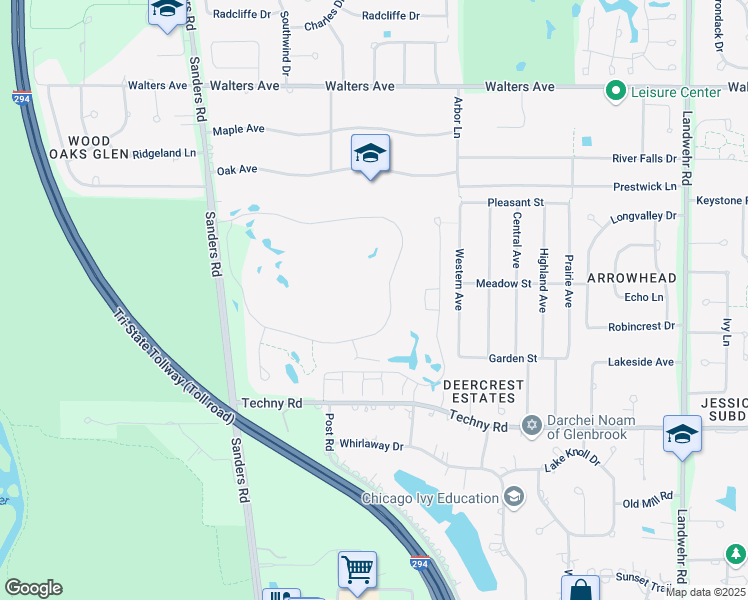map of restaurants, bars, coffee shops, grocery stores, and more near 1800 Mission Hills Road in Northbrook