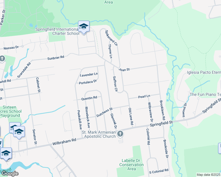 map of restaurants, bars, coffee shops, grocery stores, and more near 139 Glenoak Drive in Springfield