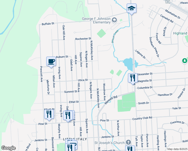 map of restaurants, bars, coffee shops, grocery stores, and more near 833 Anne Lane in Endicott