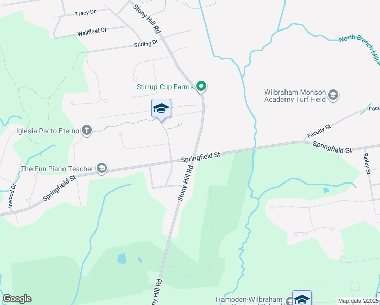 map of restaurants, bars, coffee shops, grocery stores, and more near 715 Stony Hill Road in Wilbraham